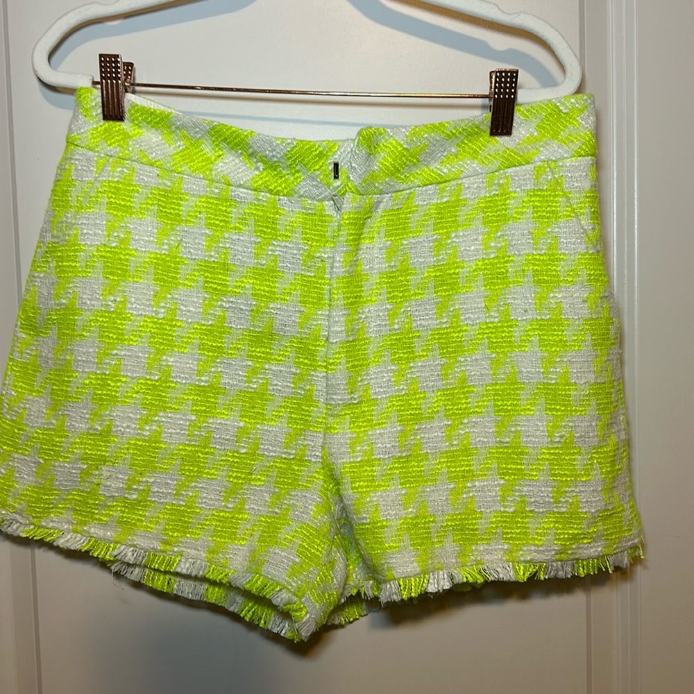 Neon green checkerboard shorts